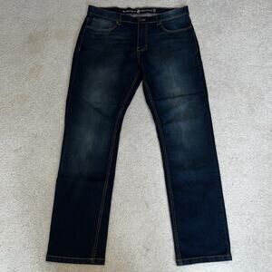 Beverly Hills Polo Club Jeans Mens 36x32 Blue Dark Wash Denim Straight Leg Faded